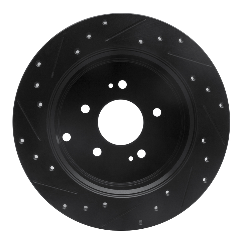 Hyundai Santa Fe Brake Rotor (1) - Rear Right - R1 Concepts - Drilled & Slotted - Black - `07-`09